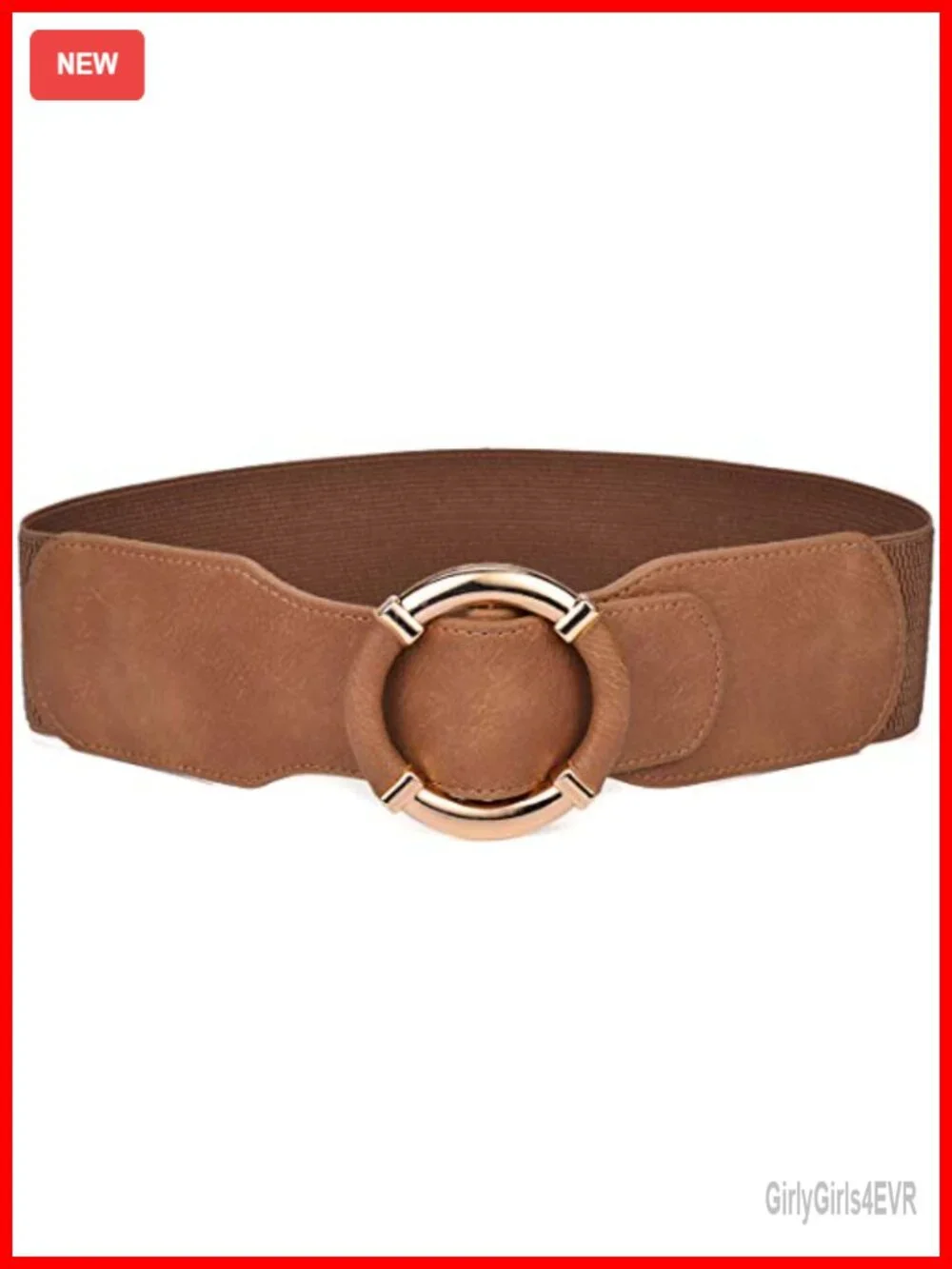 Stretchy Wide Waist PU Leather Cinch Belt for Women - Elastic Vintage Belt